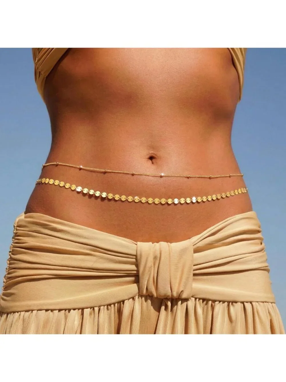 Stylish Gold Plated Layered Waist Chain & Belly Beads for Women - Trendy